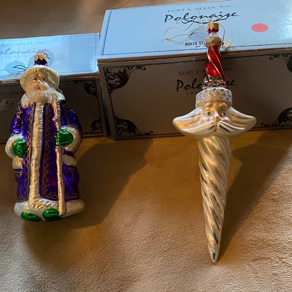 Kurt Adler Polonaise Santa and North Star Santa Ornament Set